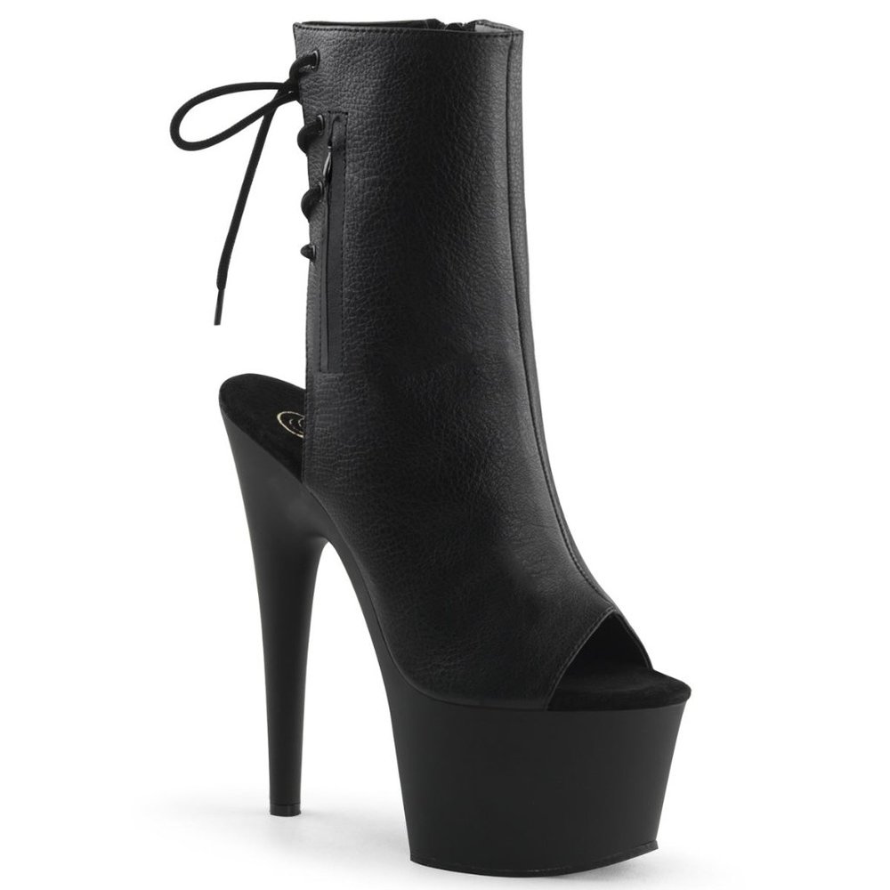 Pleaser Adore 1018 Open Toe Platform Boots Matte Black